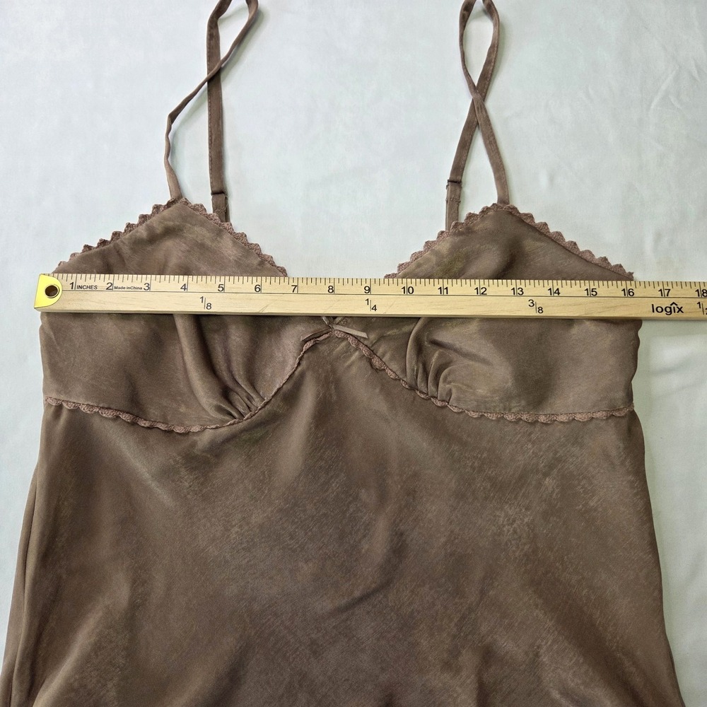 No Boundaries Women Large Babydoll Cami Mocha Satin Forest Fairy Grunge Coquette - Picture 4 of 8